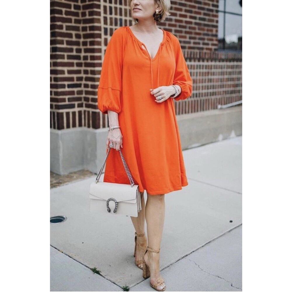 Anthropologie Orange Anais Cotton Knit Tunic Shift Dress Sz M